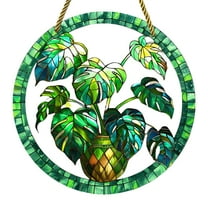 SLYNSHome Sun Catcher Stained Glass Window Hanging,Green Plant Lover Gifts for Women Suncatcher for Window Garden Home Wall Decor