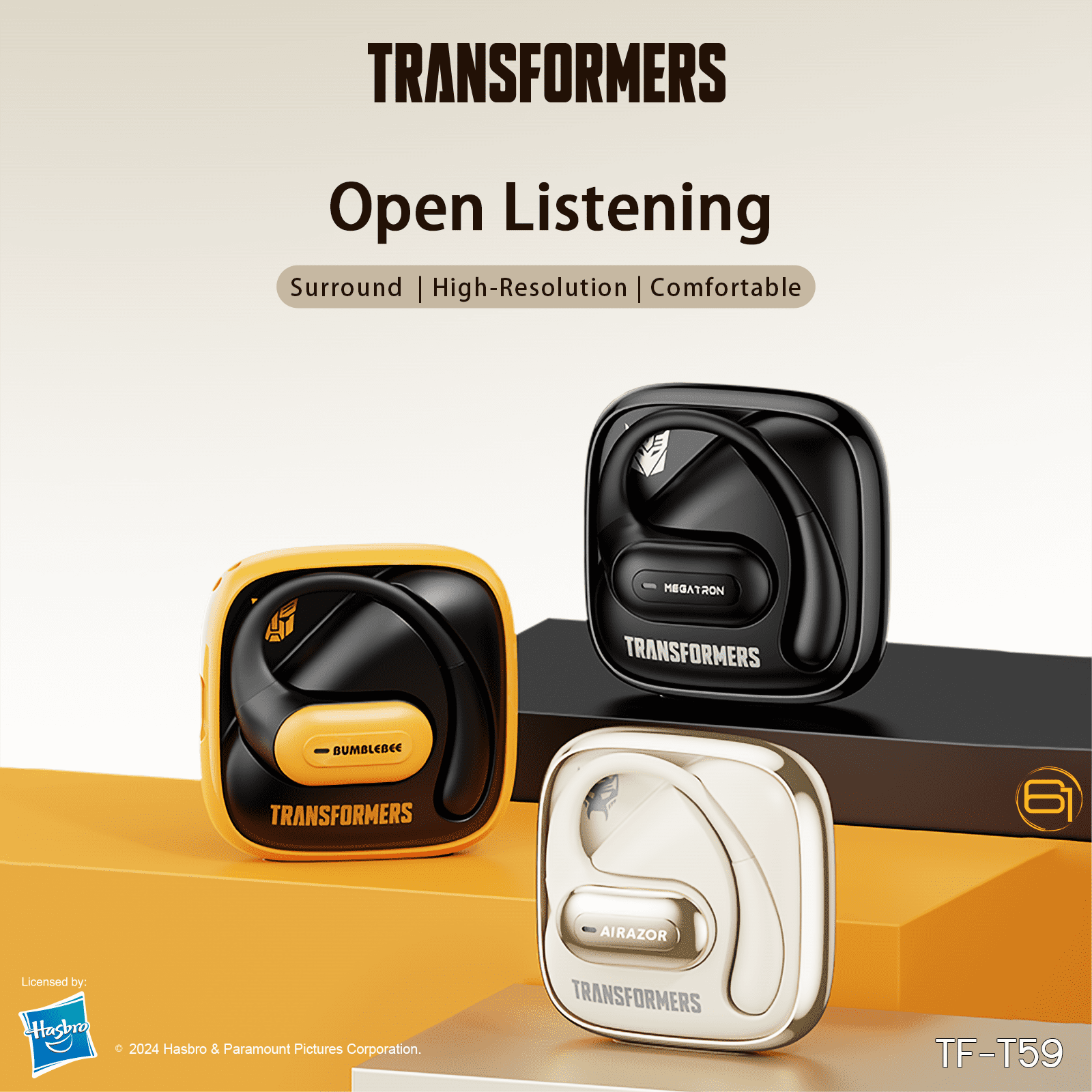 Transformers TF-T59 Ear-Hook True Wireless Bluetooth Earbuds with Mic, Low Latency Game/Music Modes, 13mm Drivers, Secure Fit Sport Headphones, IPX5 Waterproof Deep Bass Sound – Megatron Black