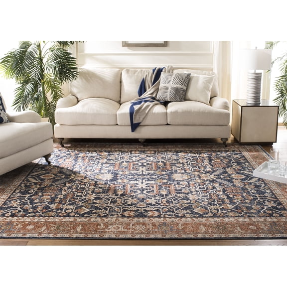Safavieh Heirloom Marisa Oriental Polyester Area Rug, Navy/Beige, 5'3" x 7'6"
