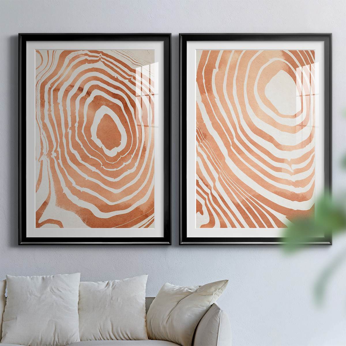 Wexford Home Wood Grain Suminagashi III Premium Framed Print, 30.5" x 42.5" - Ready to Hang, Black (Set of 2)