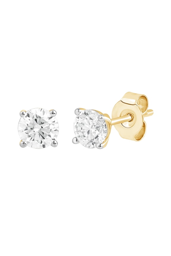 Solid 14k Yellow Gold IGI Certified 1.50 Carat Lab Grown Diamond Round Stud Earrings for Women | 4-Prong Set Push Back Diamond Studs Earrings for Her bridal Wedding