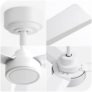 Sofucor 52-Inch White Ceiling Fan with DC Remote Control, Modern Contemporary Modern Farmhouse, LED, Downrod Mount, Indoor, Nature