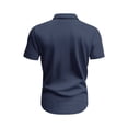 thumbnail image 4 of LIIPEE Men Shirts Casual Solid Color Short Sleeve Lapel Texture Corduroy Shirt With Pockets Male Button Down Fashion Work Tops Outdoor Comfortable Breathable Soft Daily Shirts,Navy,XXL, 4 of 8