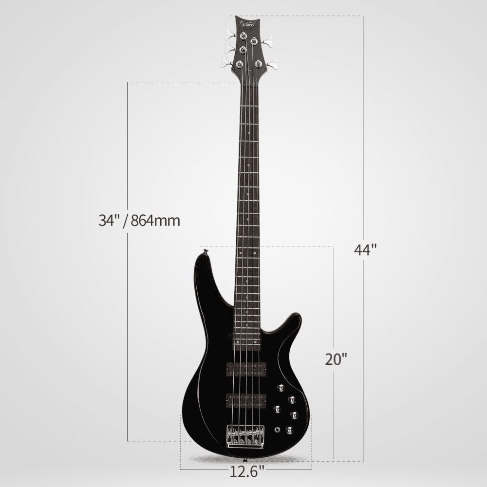 Tcbosik 5 String Electric Bass Guitar, Bass Beginner Kit with Bag, Strap, Amp Wire, Plectrum and Wrench Tool, Black