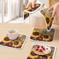 thumbnail image 5 of Sunflower Brown Wooden Pot Holders for Kitchen Heatproof Potholder, 4 Pack Vintage Flowers Butterfly Hot Pads Multipurpose Oven Pads Cloth Potholders Trivet for Cooking and Baking, 5 of 8