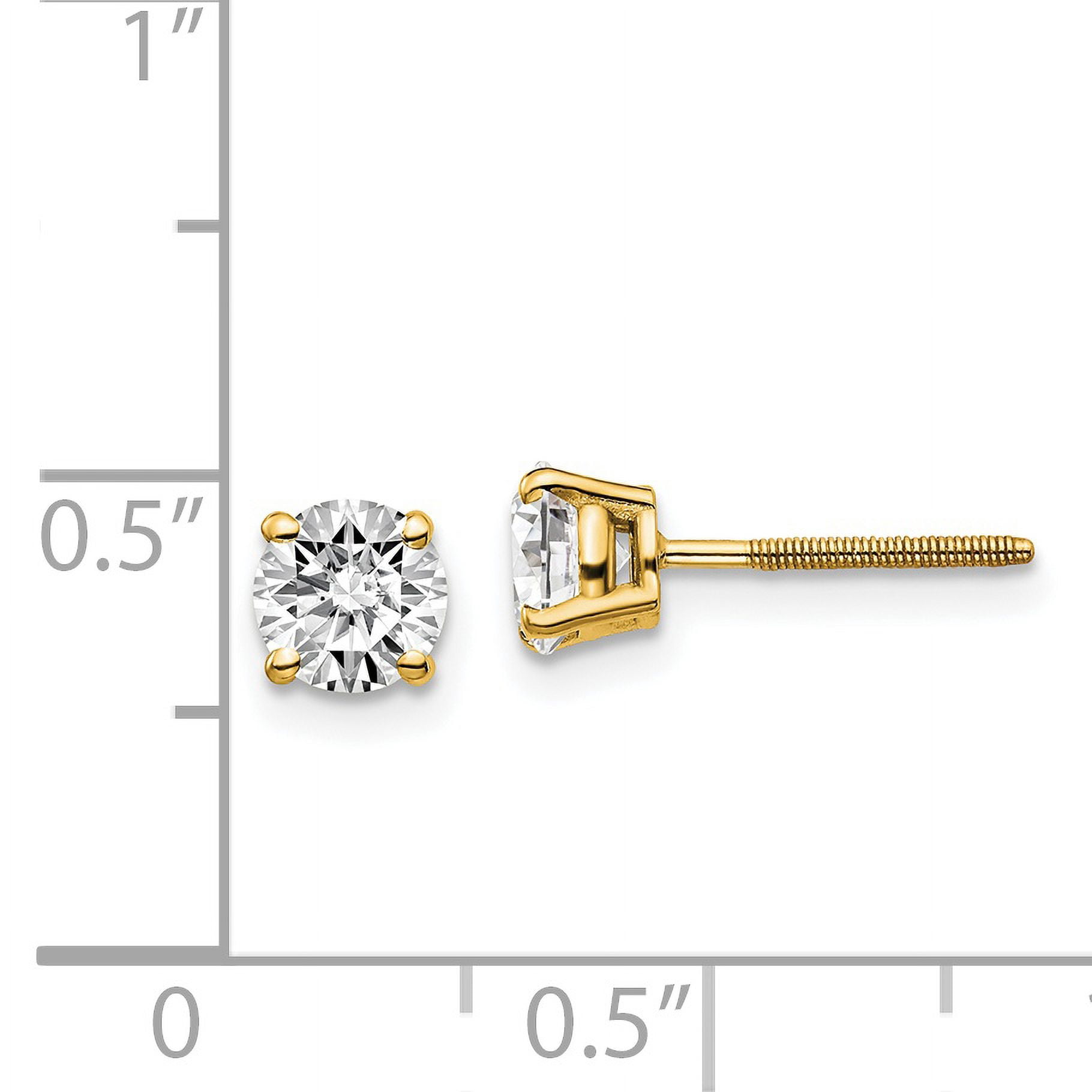 14K Yellow Gold SI3 G-I Diamond Stud Thread On and Off Post Earrings (1.00 Carat)