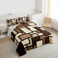 thumbnail image 3 of Feelyou Vintage Square Adult Twin Comforter Sets, Brown Abstract Ombre Bedding Set, 2pcs, 3 of 8