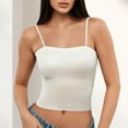 thumbnail image 2 of Breezora Women's Y2K Spaghetti Strap Camisole Sleeveless Basic Layering Tank L Size White, 2 of 8