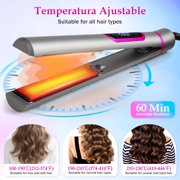 Hot Bee 2 in 1 Hair Straightener & Curler with LED Display, 100-230°C Adjustable Temperature, Flat Iron with Lock Plate, 360° Rotating Cord, Heat Resistant Gloves & Anti-scalding Silicone Mat
