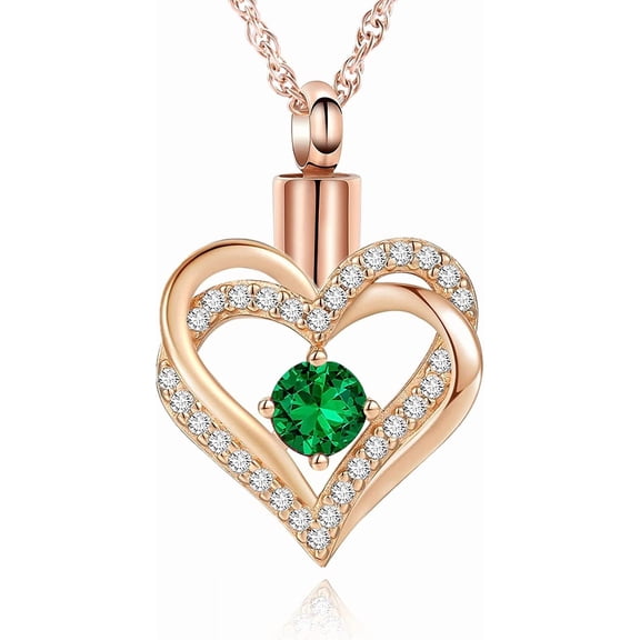 Cremation Jewelry Double Heart Crystal Urn Necklaces for Ashes Urn Pendant Keepsake Jewelry for Human / Pet Memorial Locket Ash Holder
