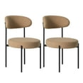 thumbnail image 2 of WestinTrends Alexandria Mid-Century Modern Upholstered Sherpa Round Dining Chairs (Set of 2), Camel, 2 of 12