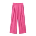 thumbnail image 5 of Hpapadks Casual Pants for Women Solid High Waisted Loose Fit Wide Leg Elastic Waist Flowy Pant Slacks for Women Hot Pink L, 5 of 6