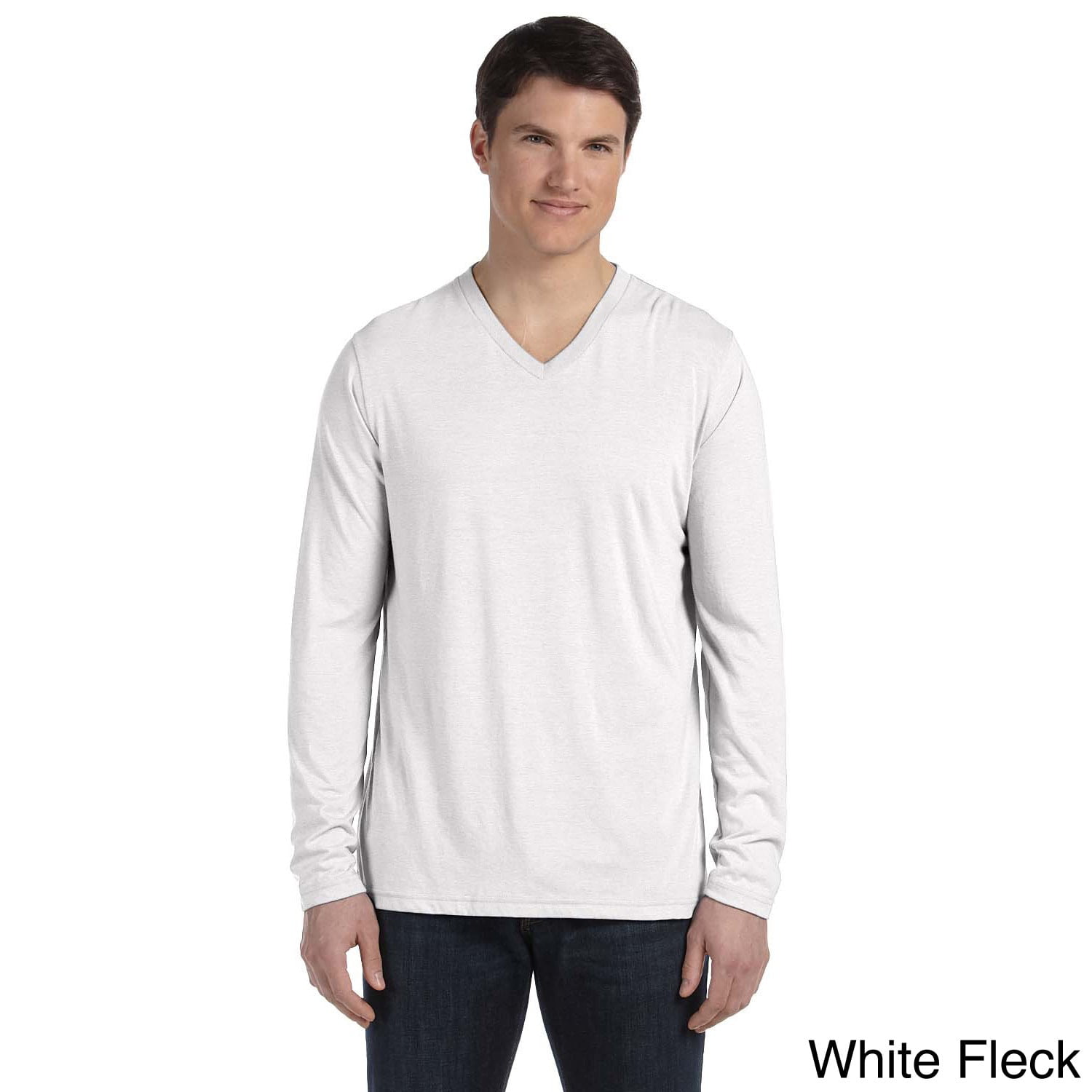 Soft Triblend Fabric Mens Canvas Triblend Long Sleeve V Neck T-Shirt 