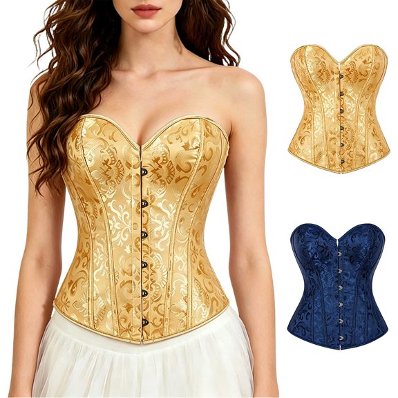 Womens Bridal Corset Hook Closure Boned Waist Cincher Shaper Elegant Comfortable Shapewear Dark Blue L