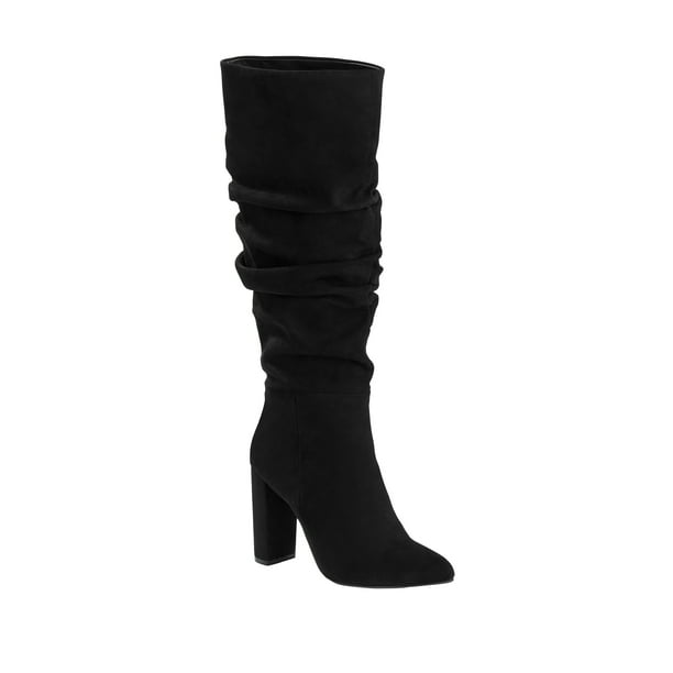 high heel slouchy boots