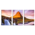thumbnail image 2 of wall26 - 3 Panel Canvas Wall Art - Majestic Natural Landscape Triptych Canvas Series - Waterfalls and Lone Mountain - Giclee Print Gallery Wrap Modern Home Art Ready to Hang - 16"x24" x 3 P, 2 of 4