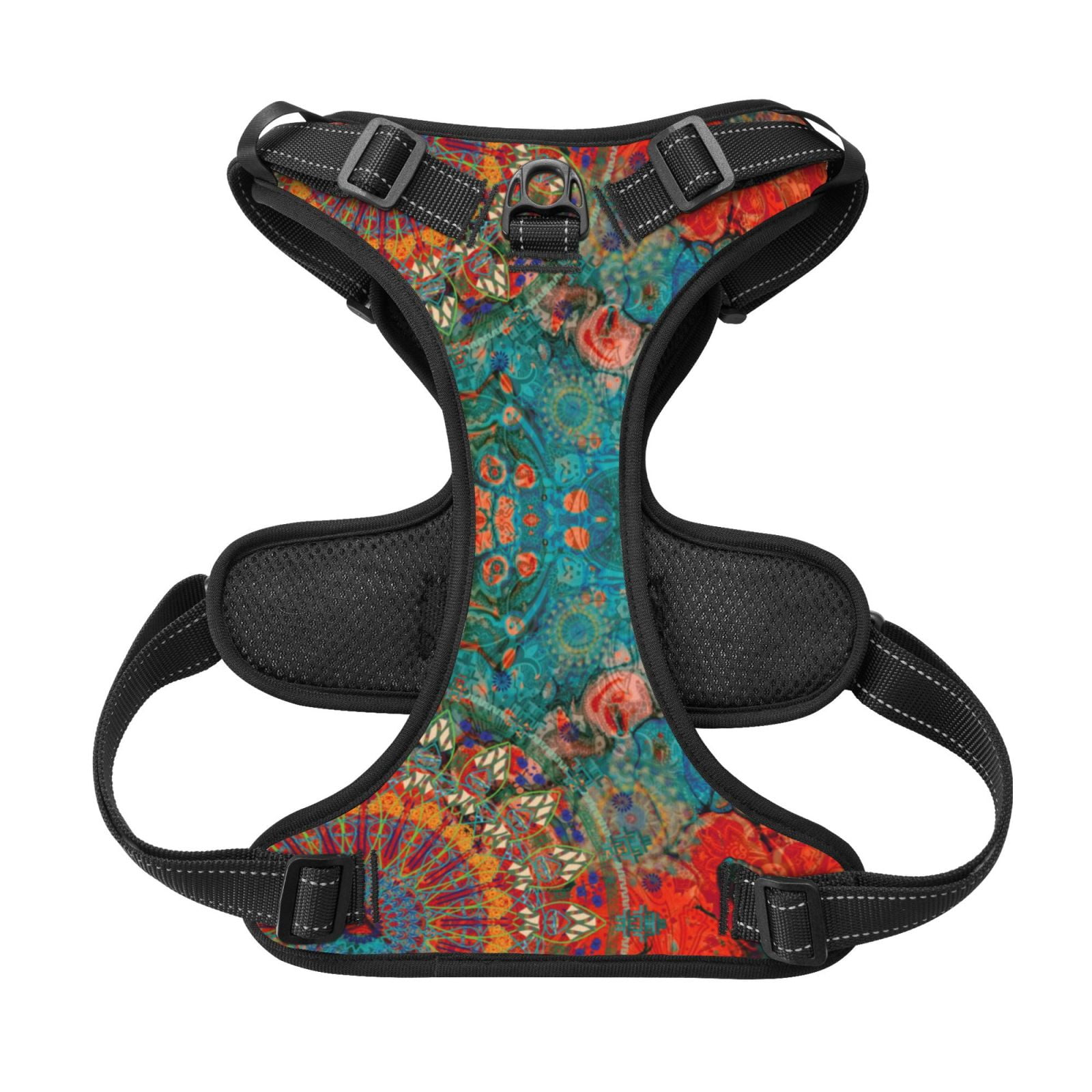 Kdxio Mandala Colorful 1 Print No Pull Dog Harness Adjustable Reflective Oxford Easy Control Medium Large Dog Harness for Training and Everyday-Medium