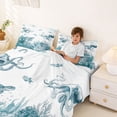 thumbnail image 3 of Erosebridal Sea Octopus Turtle Bed Sheets,Summer Nautical Sealife Ocean Coral King Sheets For Boys 4-Piece, 3 of 6