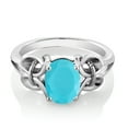 thumbnail image 2 of Gem Stone King 1.50 Ct Oval Green Turquoise 925 Sterling Silver Ring, 2 of 5