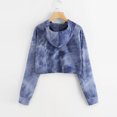 thumbnail image 2 of Aayomet Women Pullover Cropped Hoodies Long Sleeves Colorblock Tie Dye Sweatshirts Casual Crop Tops Dark Blue,L, 2 of 3