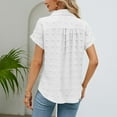 thumbnail image 4 of vigerkar Womens Short Sleeve Shirts V Neck Collared Button Down Shirt Summer Tops White, XL, 4 of 9