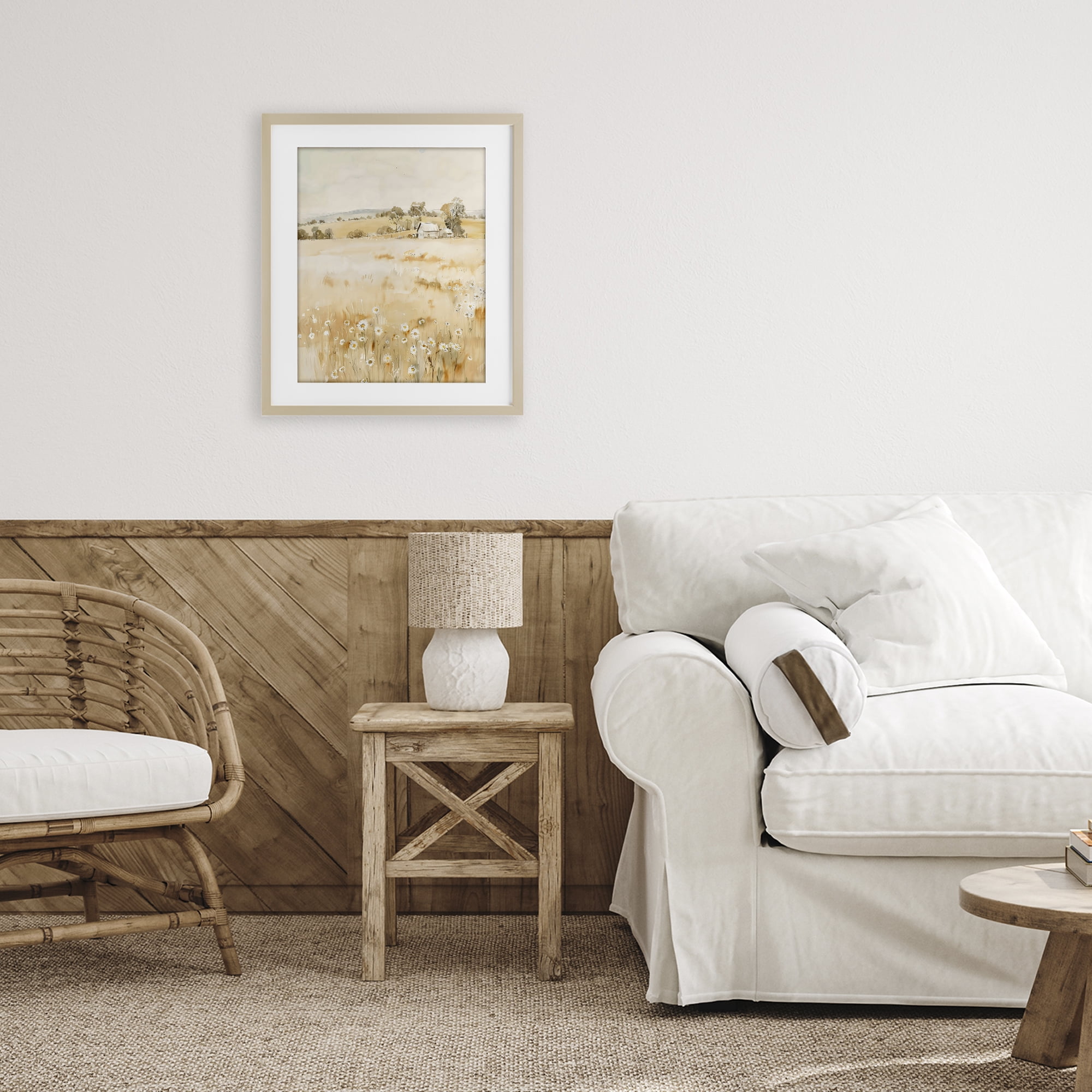 Stupell Industries Farm Country Meadow with Daisies Birch Framed Print Under Glass, design by Creative Studio