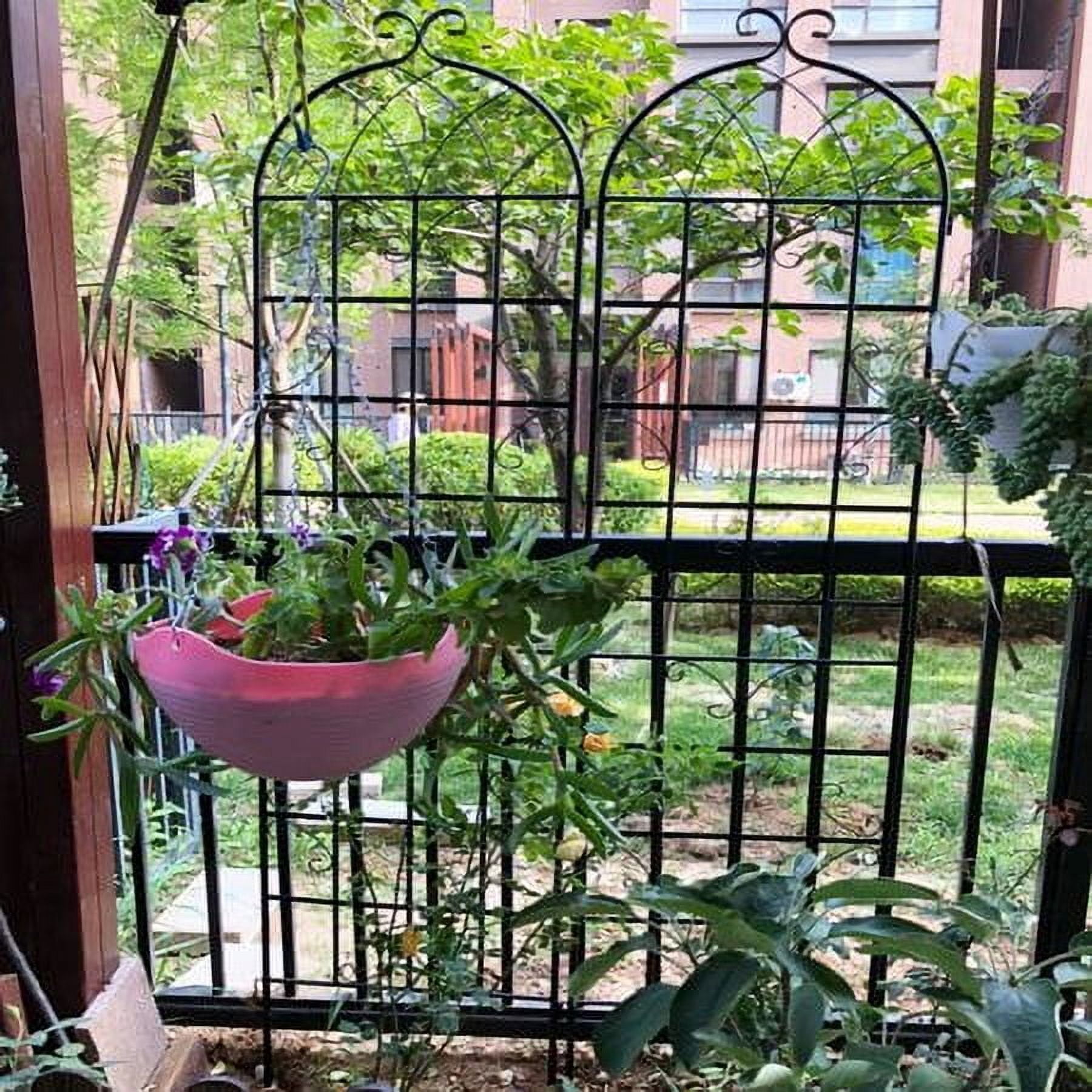 4 Pack 86.7"H x 19.7"W Black Garden Trellis for Climbing Plant Rustproof Iron Plant Support Patio Flower Metal Trelli Wire Lattices Grid Panels for Ivy Cucumbers Clematis Roses