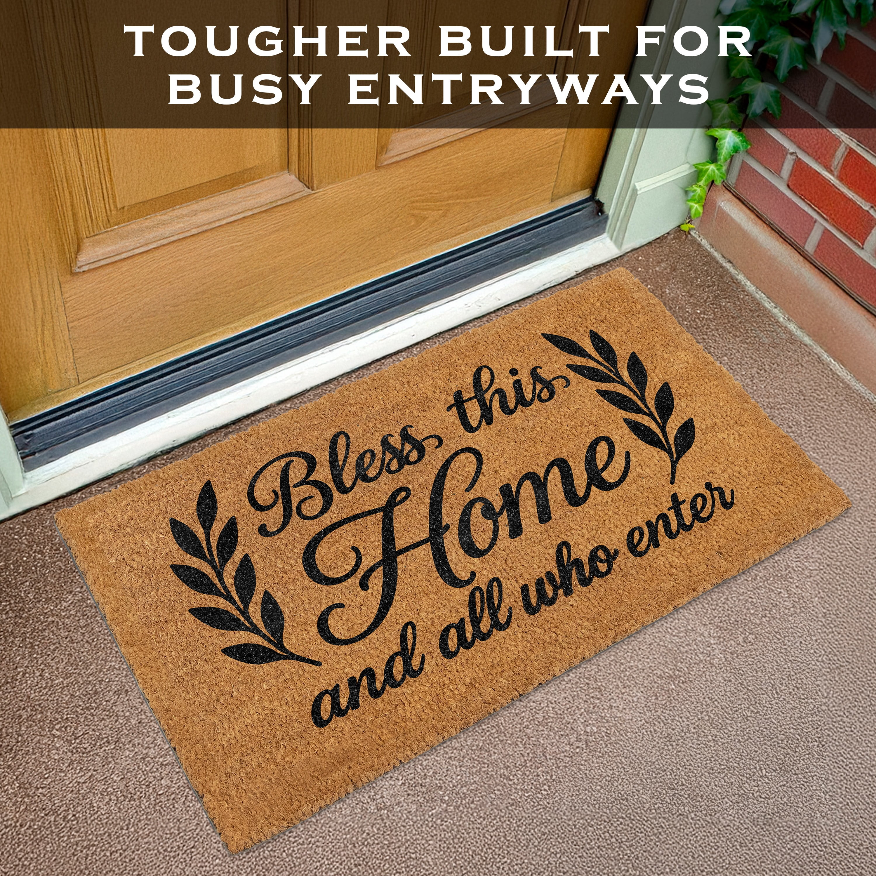 MAINEVENT Bless This Home Doormat 30x17 Inch, Religious Outdoor Welcome Mat for Outside