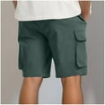 thumbnail image 2 of Jalioing Men's Summer Shorts Cotton Knee Length Drawstring Cargo Shorts Elastic Waist Beach Shorts with Pocket, 2 of 7