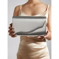 thumbnail image 2 of RUMANLAND Women's Silver Metallic Envelope Evening Clutch Bag Elegant Formal Handbag for Wedding Party Prom Cocktail, 2 of 8