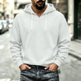 thumbnail image 7 of hoksml Men's Pullover Hoodie Solid V Neck Drawstring Hooded Sweatshirt for Fall Winter Daily Work Outdoor Comfort, 7 of 7