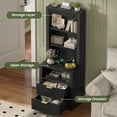 thumbnail image 5 of Afuhokles Tall Fluted Nightstand, Bedside Table with 2 Drawers and Open Shelf, Black, 5 of 7