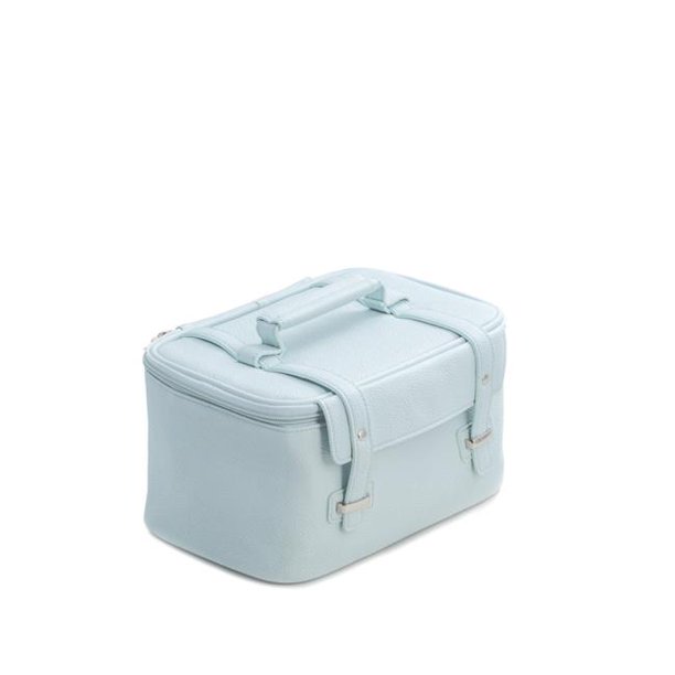 BeyBerk BeyBerk International BB264L Light Blue Leatherette Travel Makeup Case with 3