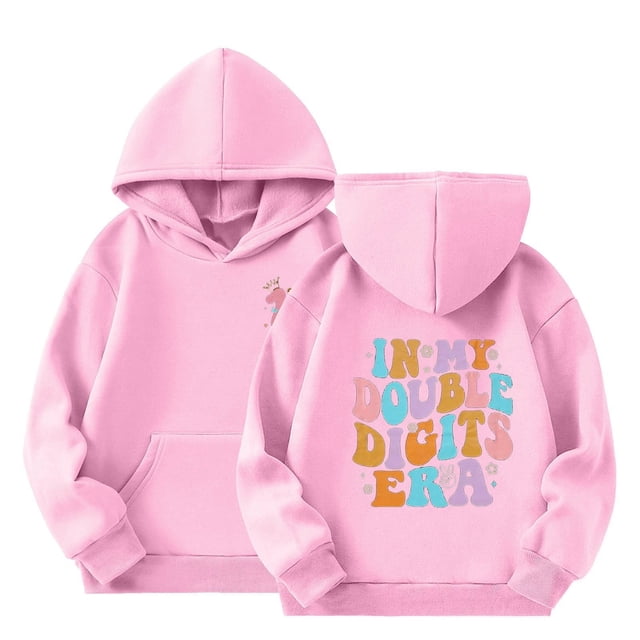 Double Digits Birthday Hooded Sports Jacket For Girls Athletic Pullover Sweatshirt With Front Pocket
