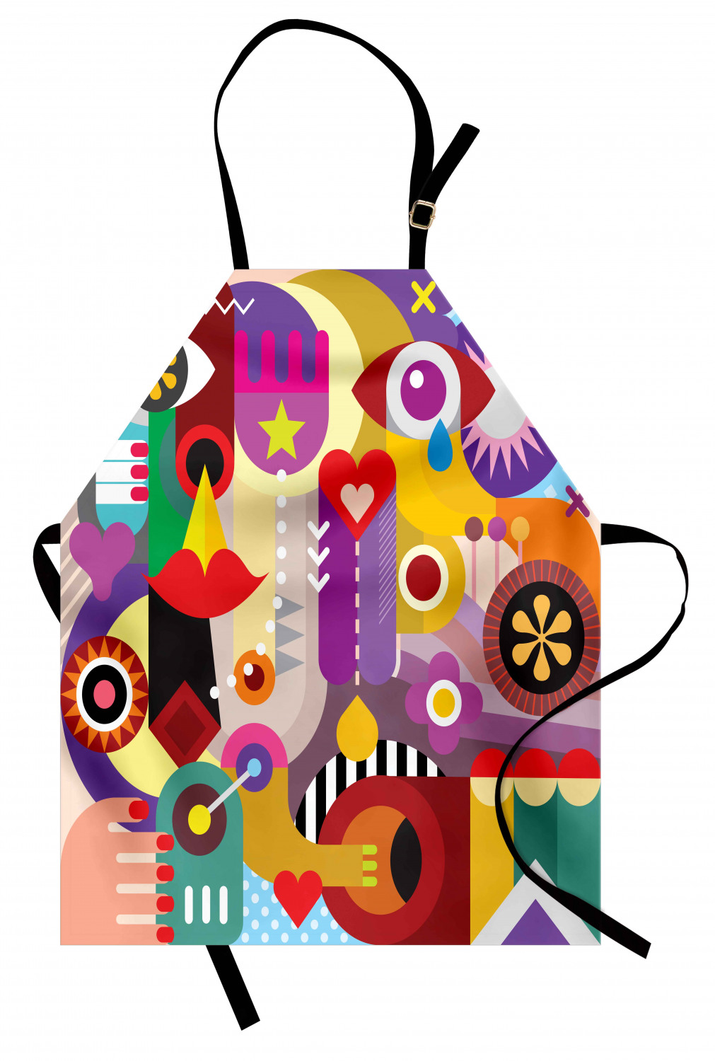 Abstract Apron, Colorful Pop Art Abstraction Eye Flowers Heart Shaped ...