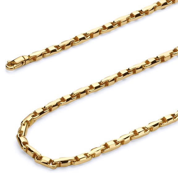 Wellingsale 14k Yellow Gold Polished Solid 4mm Handmade Bullet Chain Link Necklace - 26"