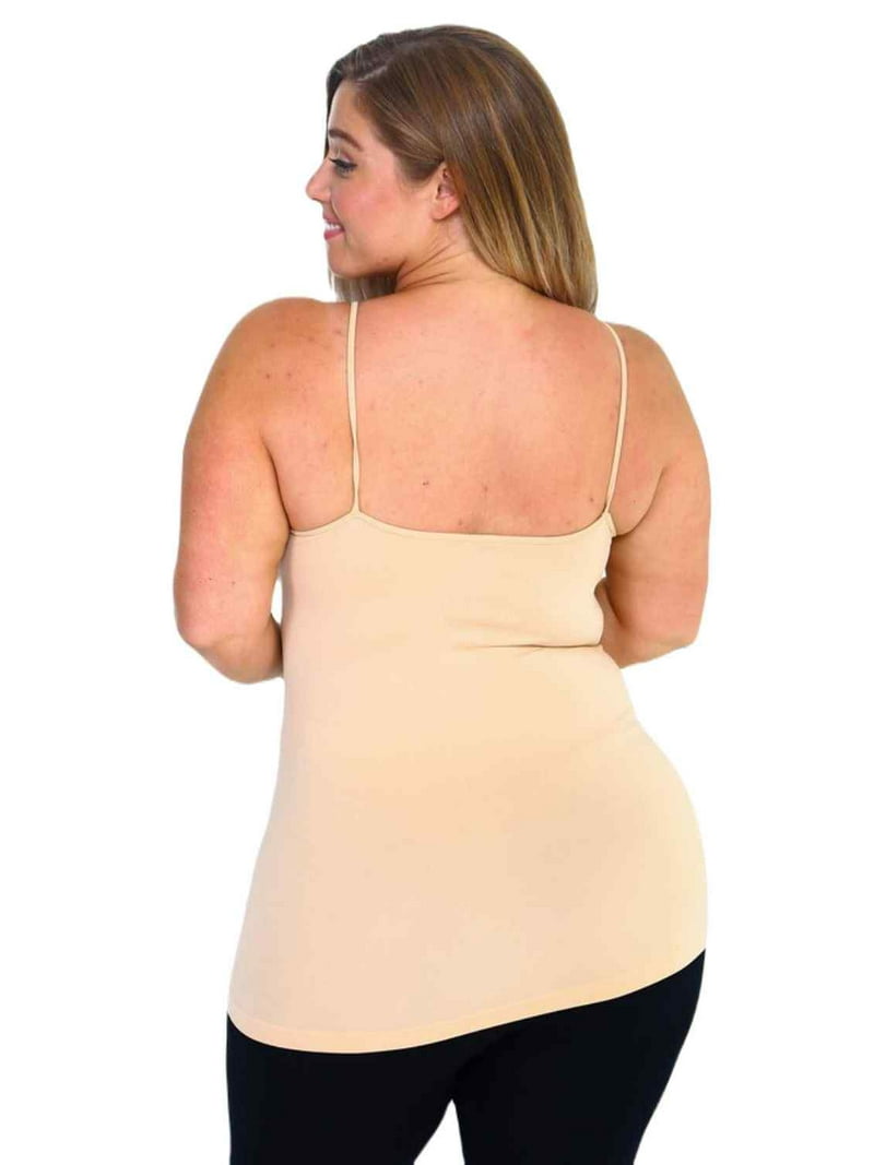 Women's Nylon Seamless Triple Criss-Cross Front Camisole Tank Top