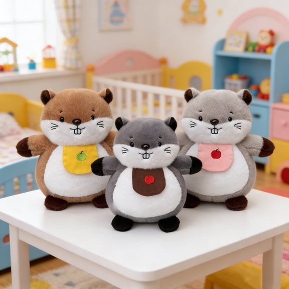 Anxiety Relief Animal Plush Doll with Rhythmic Breathing Motion and Soothing Music for Stress Relief and Calming Sleep Brown