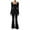 Black, variant on WMTBSRSW Long Sleeve Jumpsuits for Women Square Neck Flare Wide Leg Full Length Romper Playsuit Slim Fit Yoga Bell Bottoms Flare Jumpsuits