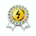 thumbnail image 1 of Logo fondo amarillo electricidad peligrosa Insignia broche Medalla ganadora, 1 of 3