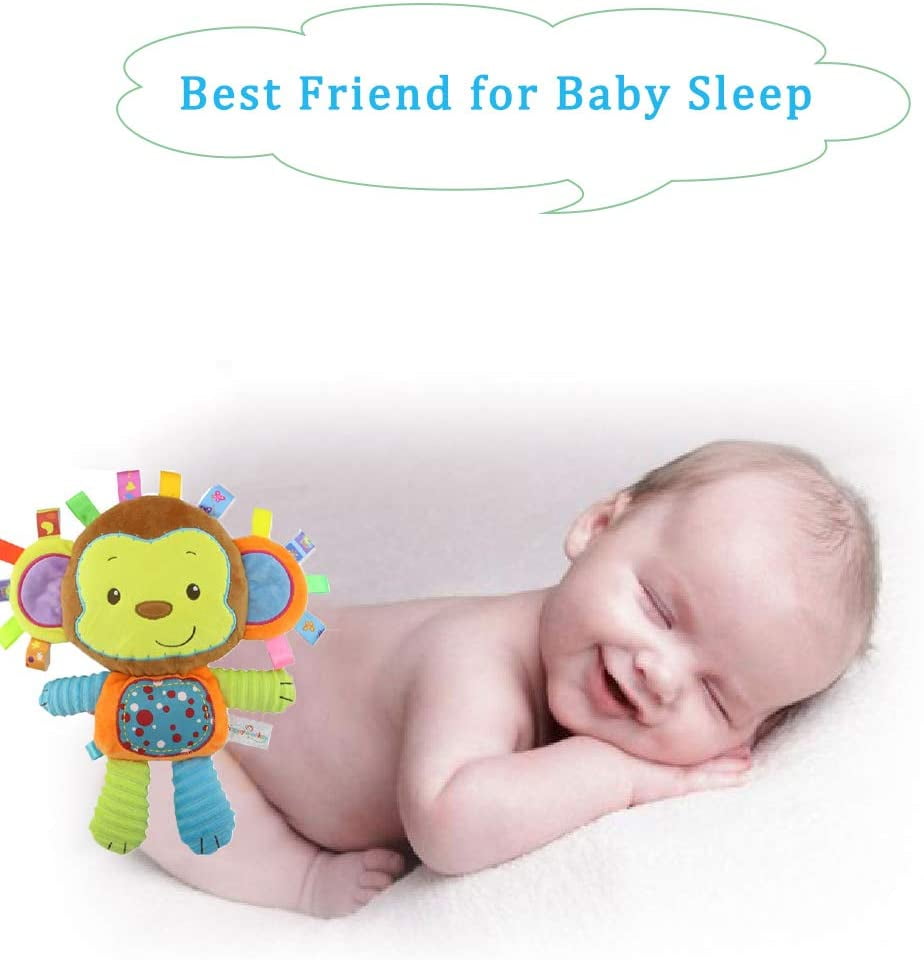 Plush Toys, Short Plush Animal Rattles, Newborn Soothing Toys, Plush Rabbit Stuffed Animal Toys Soothing Sensory Toys Gifts for Newborn Toddlers Baby Crib - monkey
