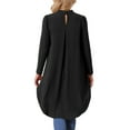 thumbnail image 3 of Women's High Low Tops Long Sleeve Back Keyhole Round Neck Asymmetrical Hem Tops Dressy Casual Blouse XL Black, 3 of 6