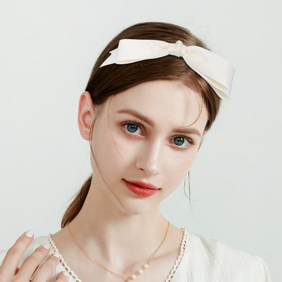 IBASETOY 2Pcs Bow Headband Cute Hair Accessory Fashionable Beige Bow for Girls