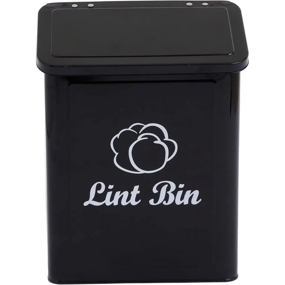 Pethiy Metal Lint Bin for Laundry Room, Magnetic Lint Bin, Wall Mounted Lint Box Holder, Washer Dryer Trash Can with Lid, Modern Farmhouse Laundry Room Decor, Organization & Storage-Black