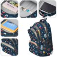 thumbnail image 4 of Football and Rugby Navy Pattern Backpack for School, Cute School Bag with Adjustable Shoulder Straps and Padded Back, 16.9"x12.6"x5.9", 4 of 5