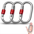 thumbnail image 1 of 3 Piezas Mosquetones Grandes de 25 KN, de Seguridad Resistente, de Acero Inoxidable, para Escalada, Rappel, Hamacas y Perros., 1 of 5