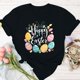 thumbnail image 4 of Mujeres de Manga Corta Tops Casual Nuevo Cuello Redondo Pascua, Ligera Camiseta de Poliéster Spandex, 4 of 4