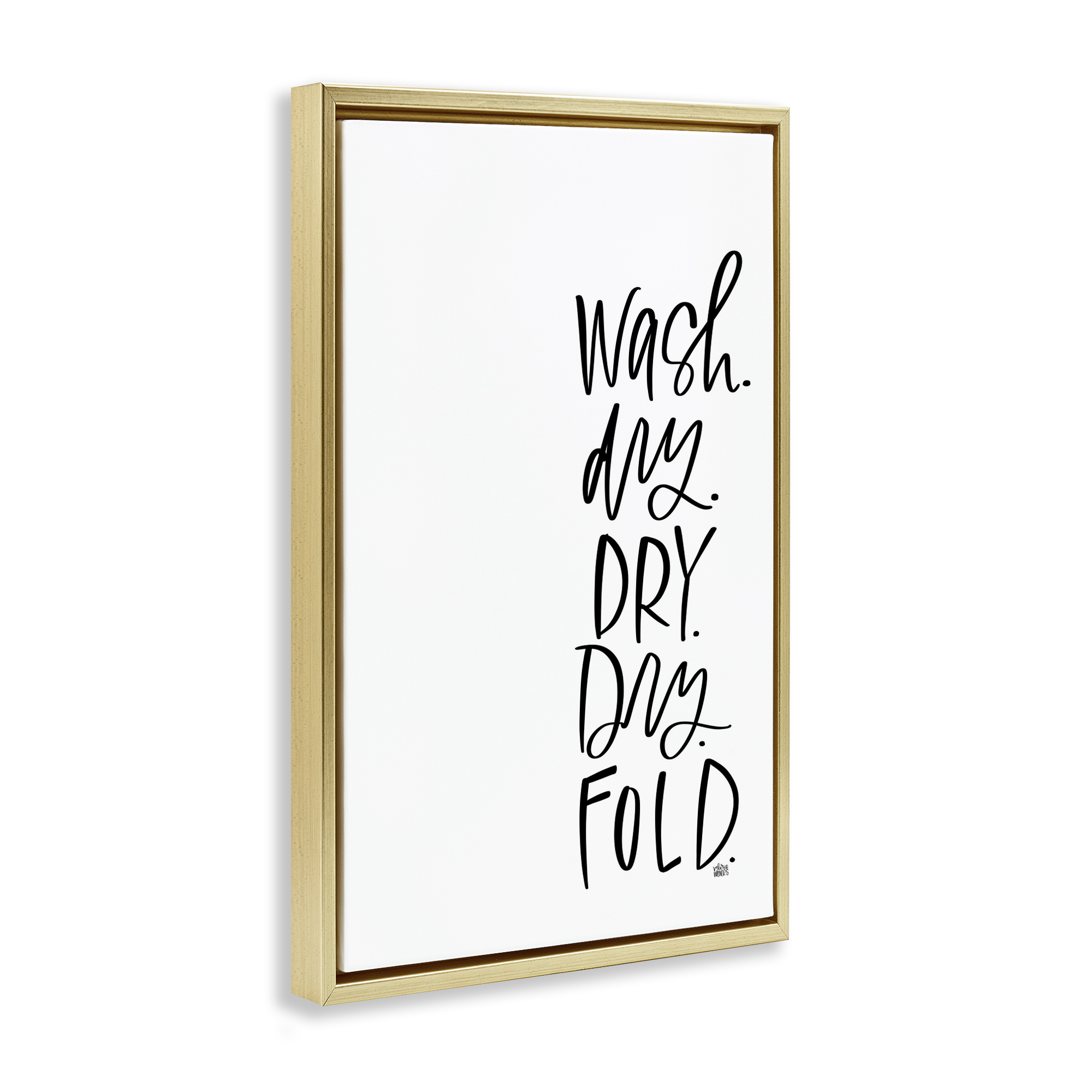 Stupell Industries Wash Dry Fold Phrase Typography Painting Gold Floater Framed Art Print Wall Art, 17 x 25