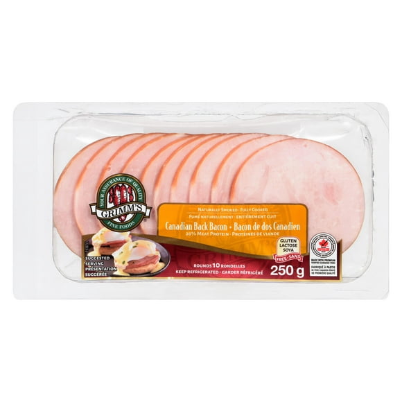 Bacon de dos canadien Grimm's 250g 250g, sans Gluten, sans lactose