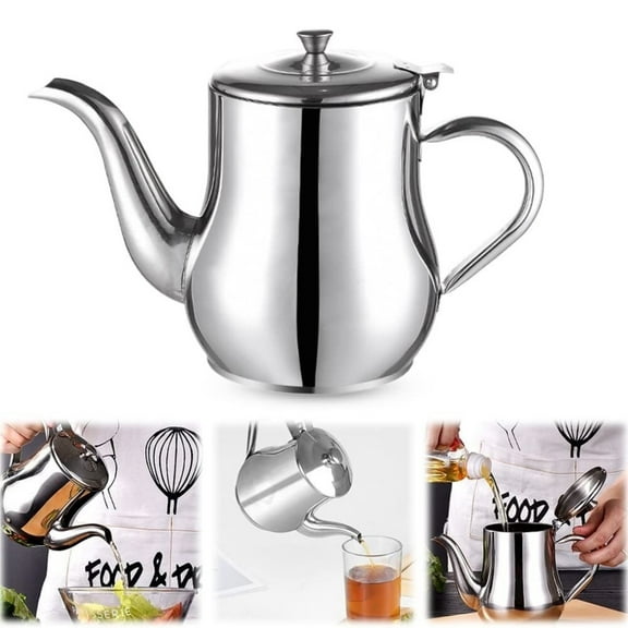 Stainless Steel Oil Dispenser with Removable Strainer, Oil Filter Pot for Kitchen Cooking 24/32/48OZ